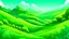 Placeholder: fantasy cartoon illustration: green hills of the emerald isle Ireland