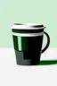 Placeholder: black and white coffee cup with green background