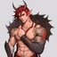 Placeholder: A Young Adult Male. A unique blend of Wood Elf and Red Tiefling features. His handsome face contrasts with the Yakuza dragon tattoos that completly cover his back, arms, and legs. He is wearing a torn coat. A physique that is strong and well-built, resembling a Fighter.