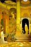 Placeholder: A yellow heavenly ruins designed in ancient Roman mosaics painted by Edgar Degas