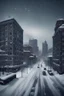 Placeholder: city ​​with snowstorm