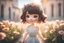 Placeholder: cute chibi brunette fairy, flowers, in Pisa, Italy in sunshine, ethereal, cinematic postprocessing, dof, bokeh