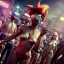 Placeholder: Ultra Realistic photo, medium shot view, men, carnival scene, futuristic steampunk. Women, hair monster, Drunken, Sunglasses, smoking, happy, hot. Cabaret background, highly detailed, concept art, unreal engine 5, ray tracing, RTX, lumen lighting, ultra detail, volumetric lighting, 3d, finely drawn, high definition, high resolution.