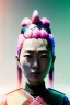 Placeholder: portrait, Asian cyborg woman, samurai warrior :: symmetry photography, cyberpunk style, pink hair, perfect eyes, samurai helmet, black samurai army, katana, japanese traditional ornaments, pink, white, black, glow eyes, cinematic, Ultra realistic, dark scene, soft color, highly detailed, unreal engine 5, RTX, ultra detail, 3d, finely drawn, high definition.