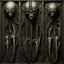 Placeholder: HR Giger's biomechanical art often features dark, erotic, and surreal elements that can be interpreted as having BDSM (bondage, discipline, dominance, submission, sadism, and masochism) undertones. The fusion of organic and mechanical forms in Giger's work can evoke a sense of power dynamics, control, and submission, which are common themes in BDSM. Giger's art, including his famous creation, the biomechanical alien from the "Alien" film series, is known for its sexual and fetishistic imagery.