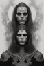 Placeholder: Geometric portrait of a man with black metal facepaint , looking like Abbath from Immortal