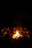 Placeholder: An African villagers gathered around fire at night