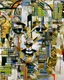 Placeholder: an extreme abstract acrylic and ink and battered paper photo collage poster of an unexpected mentioned in an arafed improbability made of smisunderstanding with a checkered juxtaposition, liminal space, vague resemblances of curved twisting stylized head wearing tribal mask, tribal patterns, memories of negative space, amazing reflections, amazing curves, amazing transparency, split vibe, double exposure influence, heavy zigzag vibe, side view, ((line lips)), crude mouth, afrofuturism
