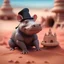 Placeholder: elongated female rat hippo witch in sand castle on the red sand beach ,bokeh like f/0.8, tilt-shift lens 8k, high detail, smooth render, down-light, unreal engine