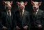 Placeholder: three human like pigs dressed in suits