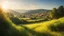 Placeholder: Beautiful realistic rural landscape, warm sunshine, lush plant growth, human habitation, peaceful, delightful, idyll, award-winning photograph, chiaroscuro, detail, beautiful composition, attractive colour