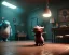 Placeholder: room scene with big moppet monster, realistic photo, Tim burton style, concept art, smooth, unreal engine 5, god lights, ray tracing, RTX, lumen lighting, ultra detail, volumetric lighting, 3d.