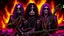 Placeholder: Terminator Black sabbath rock band, 4k full detail, realistic, émission radio logo hardrock pentagram firestarter tribute to Black sabbath flammes en fond