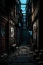 Placeholder: A dark alleyway in the form of a comic book