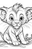 Placeholder: outline art for Lion Cub coloring pages with sitch, white background, Sketch style, full body, only use outline, toddlers style, clean line art, white background, no shadows and clear and well outlined.