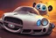 Placeholder: whimsical cartoon car with big eyes and its front grill forming a friendly smile, with a mouse character riding on it.