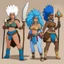 Placeholder: The three women Amazonians from Futurama, Thog (long blond hair with bone hair ornaments in it), Kug (blue hair styled in a mohawk and wears leopard skinned clothing. She holds a wooden mace in her right hand.), and Ornik (afro with animal fur clothing, as well as white earrings and a headband)