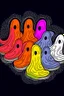 Placeholder: Spooky Ghosts in the shape of an outsole. Use only 3 colours.