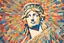 Placeholder: colorful painting of nike the goddess of victory in ancient mosaic art by andy warhol