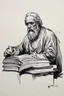 Placeholder: sketch black and white socrates studying in the republic