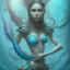 Placeholder: sango fantasy, fantasy magic, intricate, sharp focus, illustration, highly detailed, digital painting, concept art, matte, artgerm and paul lewin and kehinde wiley, masterpiece sexy lips Asian lady fish body mermaid turquoise space lady beach sea under water