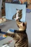 Placeholder: painting cat taking a picture with a camera