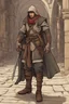 Placeholder: male human rogue adventurer in a medieval city