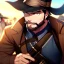 Placeholder: Clear Focus, High resolution, gunslinger, Bearded, short brown hair, serious eyes,