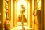 Placeholder: 3D video game character elegant young woman enthusiastically and cheerfully comes out of a fashion store, on her arms several elegant branded paper bags, in the window clothes and shoes, S<AI in sunshine