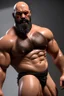 Placeholder: full figure shot photography of a huge 60 years old burly wet sweat muscular chubby tanned turkish bearded, bald, long beard, manly chest, in sarong, big manly open legs, bulge, tattoo, closed eyes , photorealistic, midnight, deep dark night, dim lit by bonfire, ambient occlusion , view angle from frontal low, side light, lying in african desert