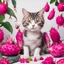 Placeholder: A cat surrounded by dragon fruits on a light background for removal