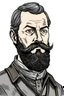 Placeholder: man with mutton chops beard with a grey tunic in the style of a comic