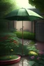 Placeholder: real world garden and umbrella