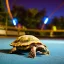 Placeholder: turtle in the amusement park in the middle of the night