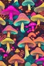 Placeholder: простой психоделический рисунок на фоне леса и травы необычного цвета с грибами и ветками деревьев тоже необычного цвета