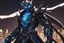 Placeholder: Genji in 8k solo leveling shadow artstyle, Crystal and Symbiote them, blue neon effect , dragon tattoos, close picture, full body, apocalypse, intricate details, highly detailed, high details, detailed portrait, masterpiece,ultra detailed, ultra quality