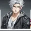 Placeholder: A stunningly detailed (((headshot portrait))), capturing the essence of a young man in his 20s with silver hair and piercing gray eyes, exuding a sense of confidence and protection, anime realism style