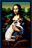 Placeholder: Mona lisa holding Siamese cat with blue eyes in art style of Botticelli artwork Modifiers: highly detailed 8k beautiful colourful matte background Michelangelo acrylic art aesthetically perfect facial features Siamese cat Chocolate point color Blue eyes only Sphynx cat