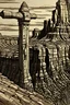 Placeholder: Thor’s Hammer at Bryce Canyon National Park in the style of medieval relief printing