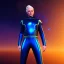 Placeholder: Homme galactique beau fin, grand front cosmique, yeux bleus réels, cheveux blonds, costume galactique, paysage cosmique, 8k, unreal engine