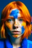 Placeholder: Girl face with indigo rubber effect in all face with orange sponge hair