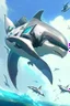 Placeholder: a picture of a shark that is flying in the air, cyborg whale, anno 2070, modern mecha anime, aeromorph, stunning sci-fi concept art, male robotic anthro orca, robotic anthro dolphin, cgsociety ), mecha anthropomorphic penguin, from arknights, cool mecha style, futuristic art style, mecha art