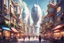 Placeholder: a highly developed a-bit-futuristic european city with beautiful coffee shops and developed buildings, and happy people investing money