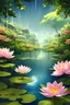 Placeholder: Rain, rocks, gardens, ponds, lotus leaves, lotus flowers