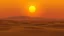 Placeholder: a simple background of a sunset on a desert with yellow skye and sun and mountains