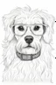 Placeholder: a funny dog with glasses. centered flat minimalistic black and white high contrast line drawing, coloring book style, {prompt}, (white sky, white clouds, white hair, white objects, white clothing, white fur, white skin, white terrain, white scales, white everything:1.1), blank white background