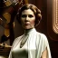 Placeholder: extremely detailed 8k hyperspace wallpaper,complete and photo realistic detailed head to waist stunning photo realistic portrait of carrie fisher as Princess Leia in star wars with photo realistic minimal and unpretentiously updo hair, brown eyes, professional majestic photo realistic painting by Ed Blinkey, Atey Ghailan, by Jeremy Mann, Greg Manchess, Antonio Moro, trending on ArtStation, Intricate, High Detail, Sharp focus, dramatic, by greg rutkowski, realism, beautiful and detailed lighting,