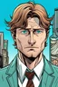 Placeholder: Einen Mann der ernst schaut in einem Anzug mit braunen haaren in einer comic art aber jetzt sieht er so aus als ob er drogen genommen hat