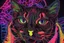 Placeholder: Black light art, neon cat