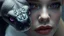 Placeholder: A highly detailed digital artwork depicting a close-up of a human face and a snake, the subject's skin is pale with a smooth texture reminiscent of scales and the snake's head is meticulously detailed, its head is facing the viewer, its eyes are large and expressive with vibrant purple irises and long dark eyelashes giving it a mystical, almost ethereal appearance, the eyes are surrounded by a shimmering, iridescent quality suggesting a magical or otherworldly quality, the background is a soft g